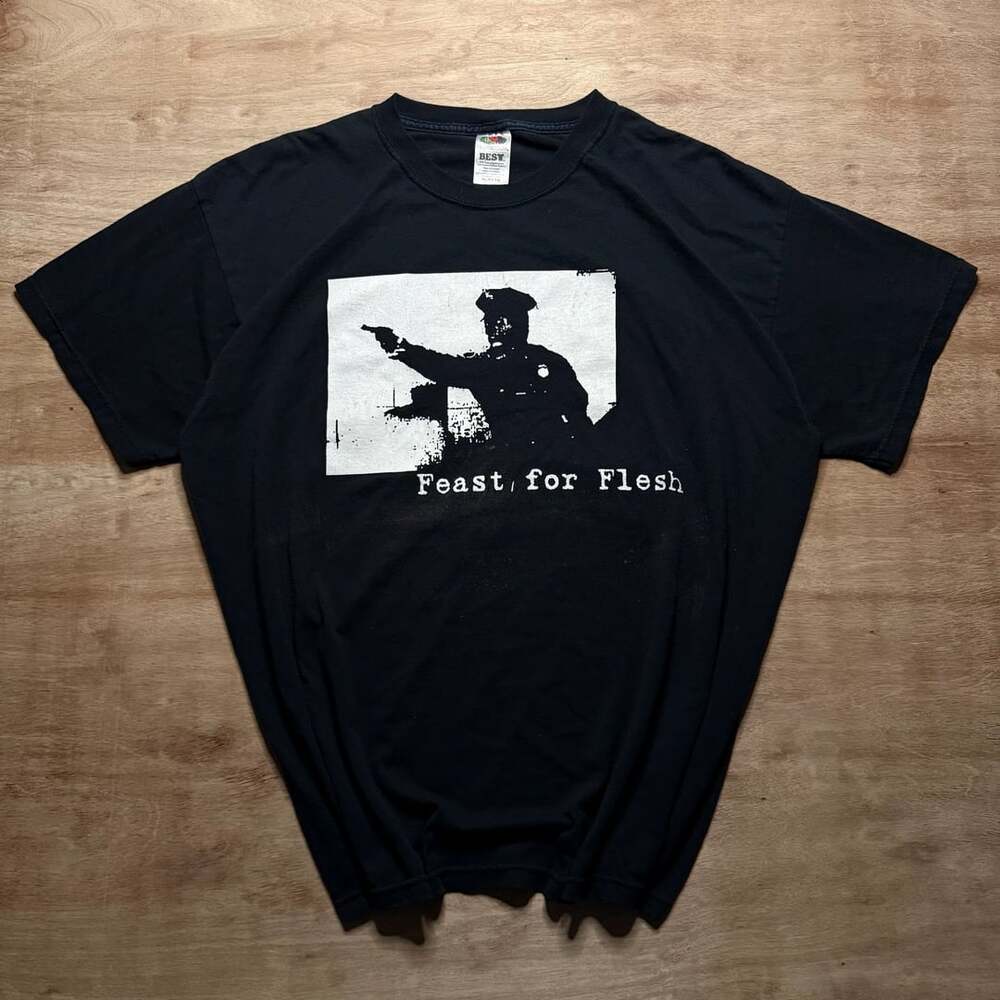 Vintage Y2K Feast for Flesh T Shirt XL Hardcore Punk Powerviolence Distressed